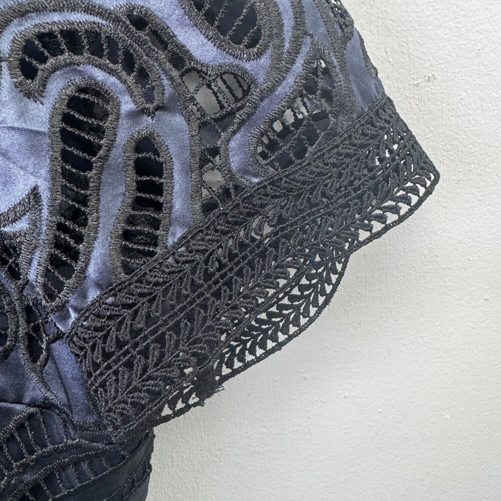 Antonio Melani Liva Black & Blue Lace Embroidered Fit & Flare Dress - Size 12 - Picture 13 of 16